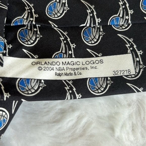 Ralph Marlin Orlando Magic Mens Neck Tie Black Logo All Over Silk 57” - Picture 5 of 9